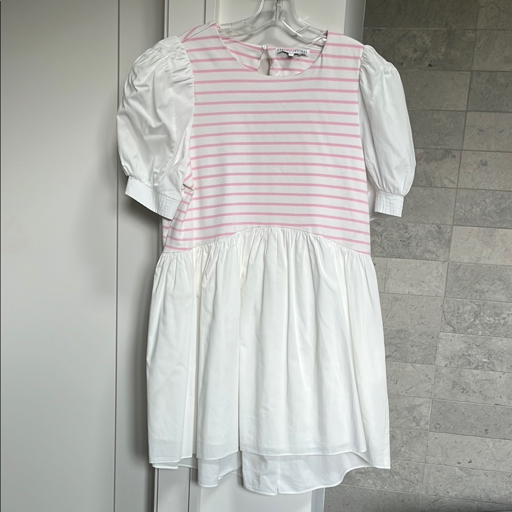 Pink and White Striped Kids Dress - Picture 2 of 2